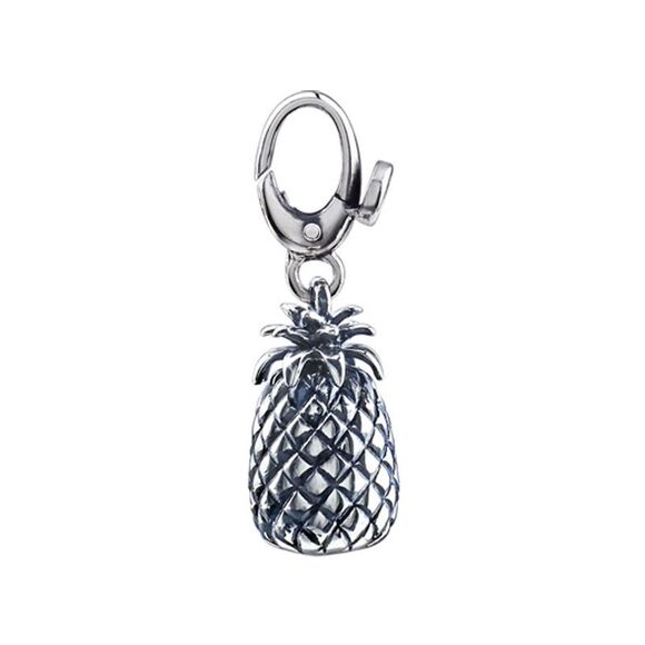 Sterling Silver Antiqued 3D Pineapple Clip-On Charm - Picture 1 of 3